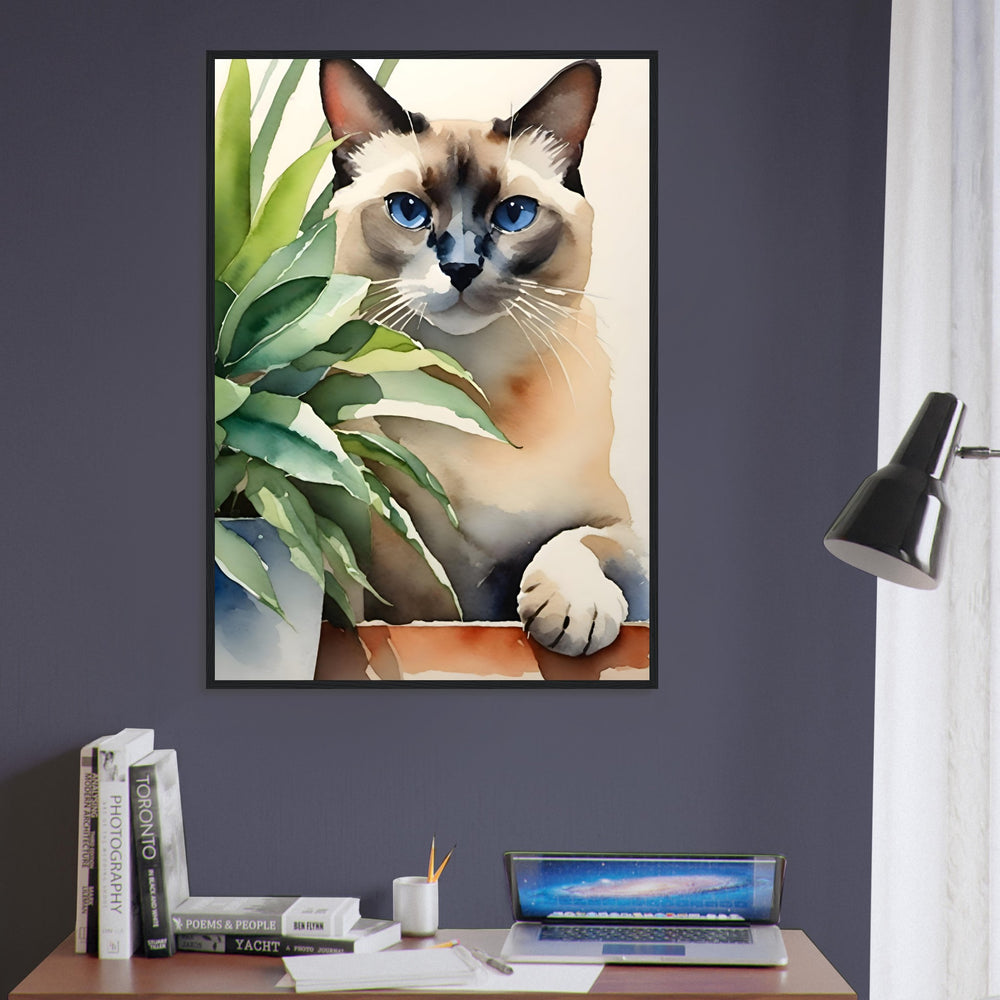 Siamese Cat Premium Matte Paper Wooden Framed Poster 28x40
